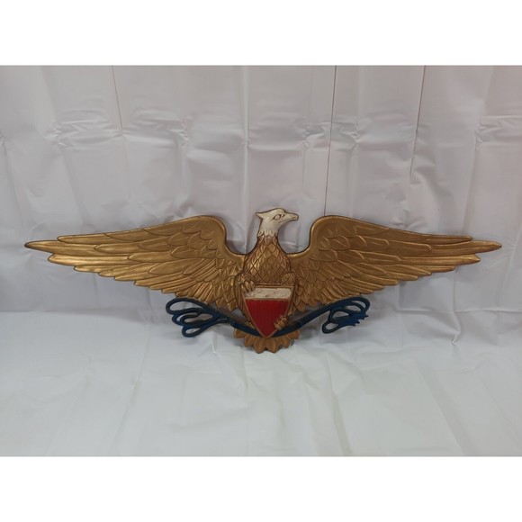 Vintage Midwest 40 inch Patriotic Bald Eagle w/ Shield Cast Wall Decoration - Picture 3 of 7
